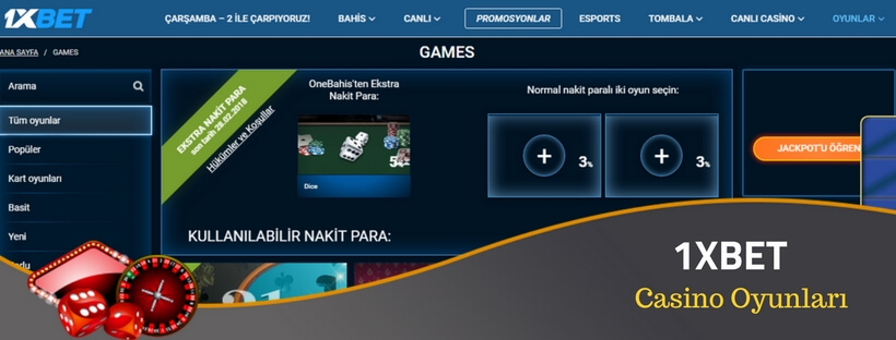 1xbet casino oyunları