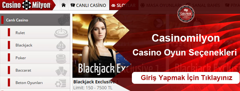 Casinomilyon Casino Oyun Seçenekleri