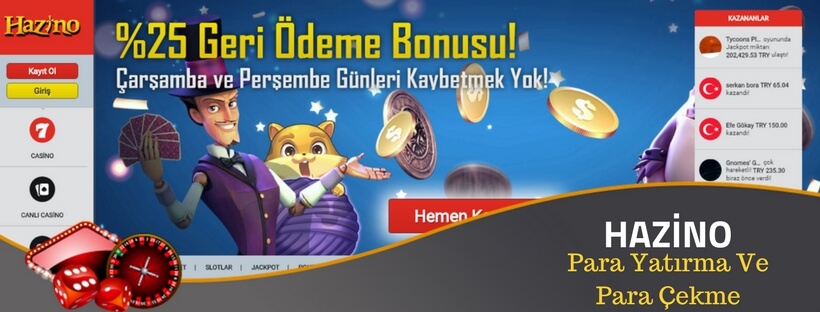 hazino para yatırma ve çekme
