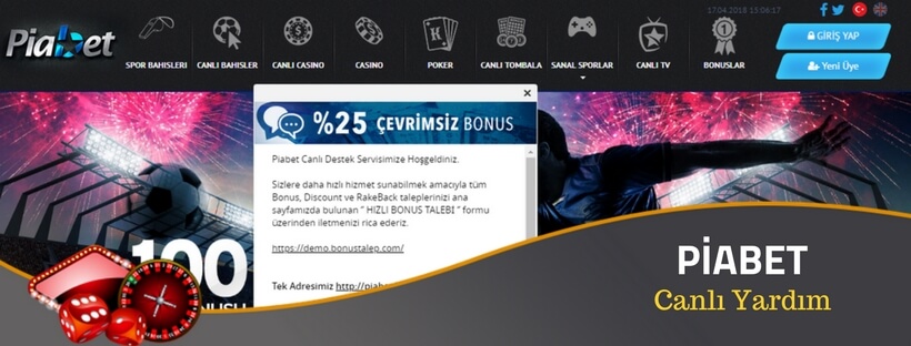 piabet canli yardım